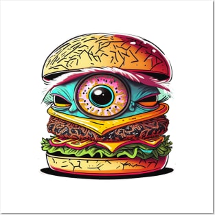 Burger with an eye Posters and Art